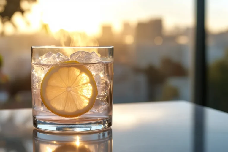 Warm pink salt morning tonic served in a glass, lightly steamed and ready to sip.