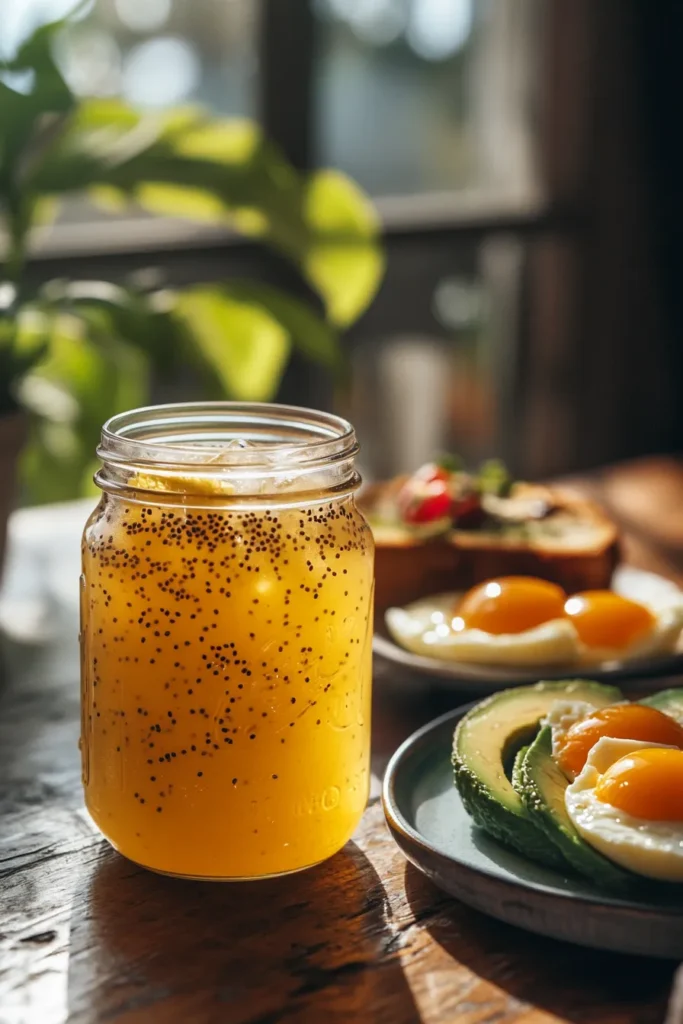 Natural Zepbound recipe served alongside a protein breakfast in a bright, naturally lit kitchen.